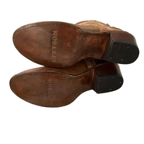 Stetson Caiman Brown Handmade Laced Back Vamp Shortie Boots Booties NWT Size 7 - Picture 7 of 7